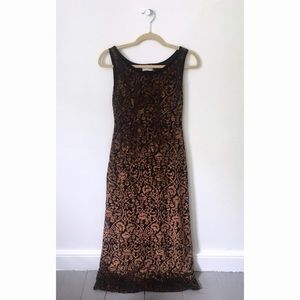 Vintage | 90s velvet burnout maxi dress | S